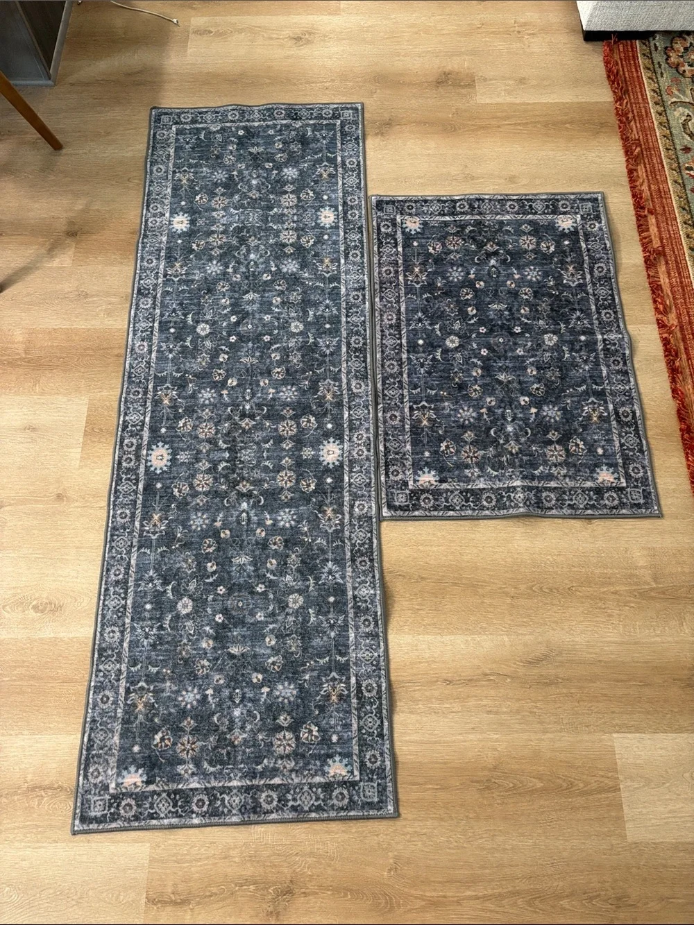 Classic Blue Floral Runner and Accent Mat - Timeless Entryway Style